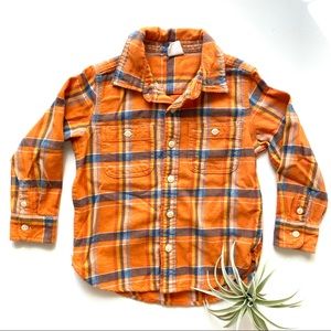 Orange plaid button down shirt